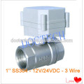 1'' 3 wires 2 way motorized ball valve DC12/24V control SS304 BSP/NPT thread electric valve for water filter